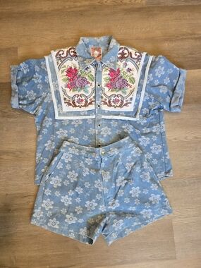 Remake From Vintage Shirt & Shorts Set